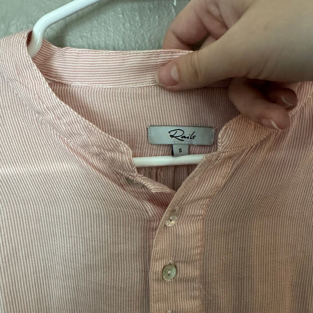 Rails Light Pink Popover Button Up Size Small Cas… - image 4